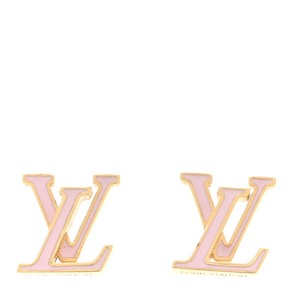 Louis Vuitton Metal Enamel LV Iconic Earrings Gold Pink 1 of 6