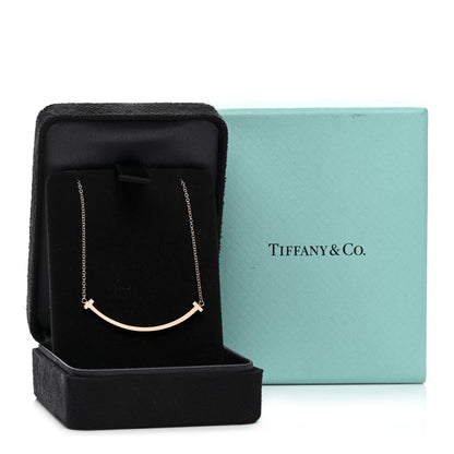 Tiffany 18K Rose Gold Small T Smile Pendant Necklace 6 of 6
