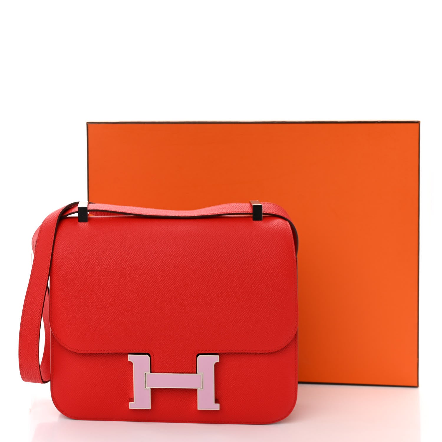 Hermes Epsom Enamel Constance 24 Rouge de Coeur Mauve Sylvestre 11 of 11