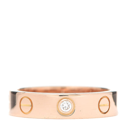 Cartier 18K Pink Gold Diamond 4mm LOVE Wedding Band Ring 47 4 1 of 4