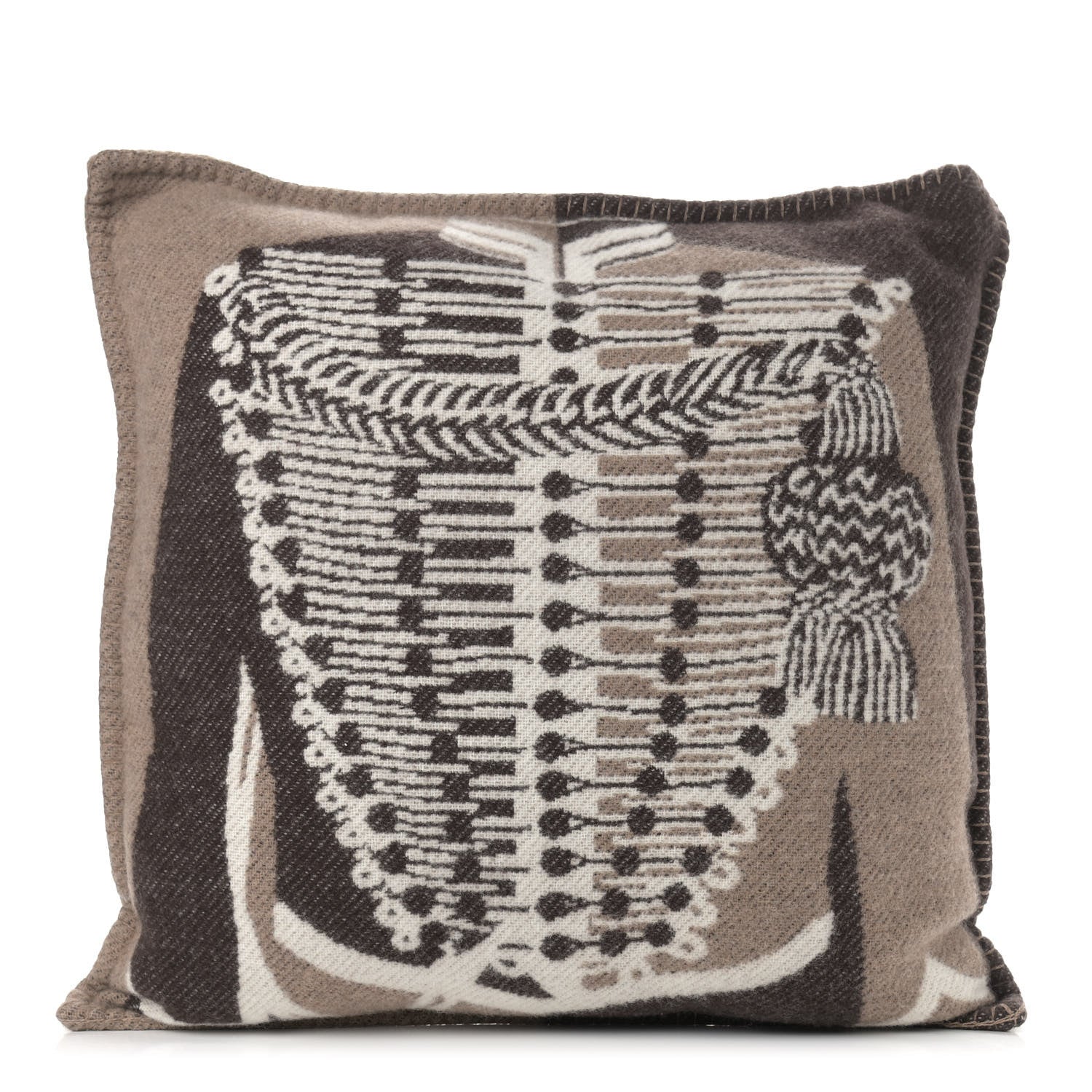 Hermes Wool Cashmere Brandebourgs Pillow Ecorce 1 of 3