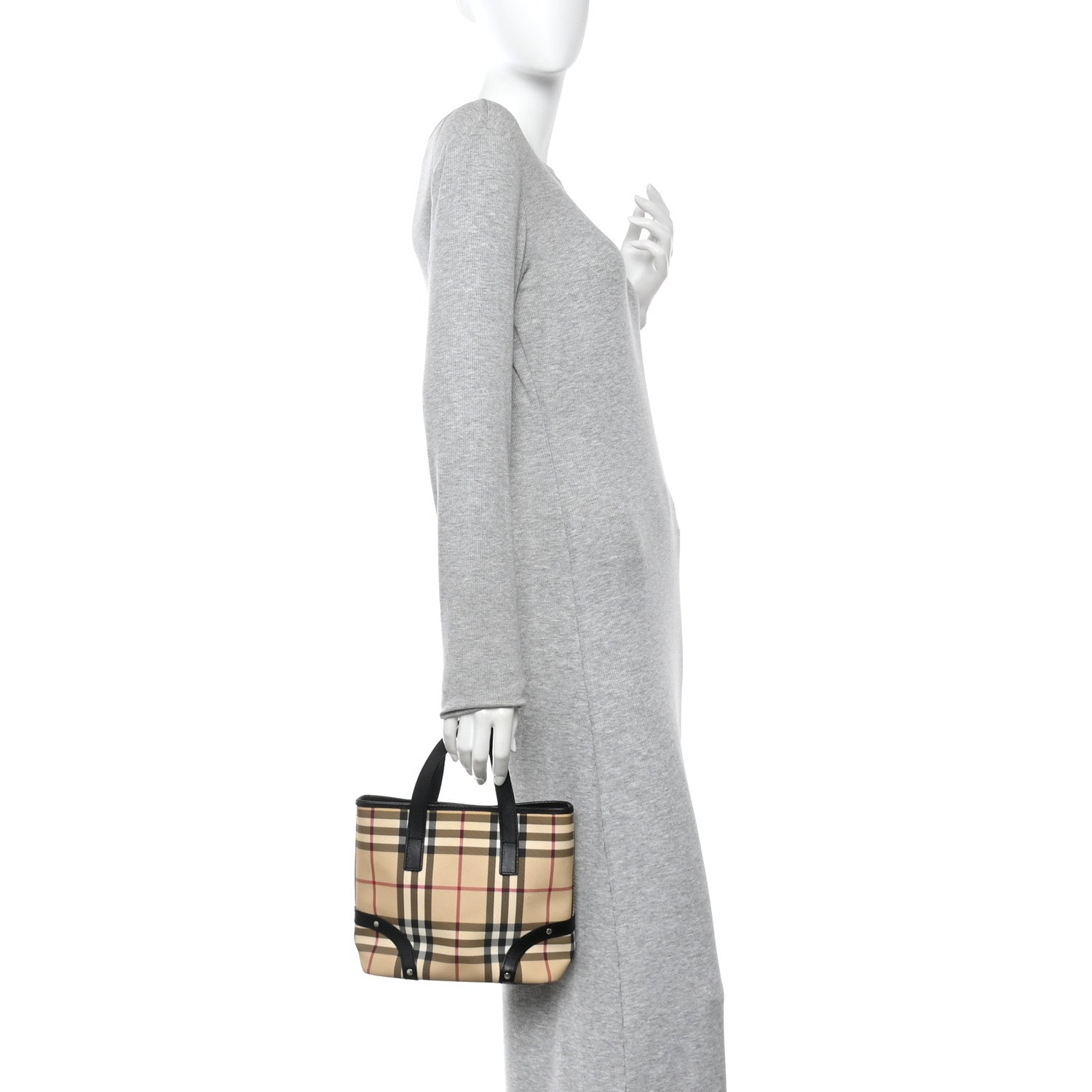 Burberry House Check Studded Small Tote Black 2 of 16