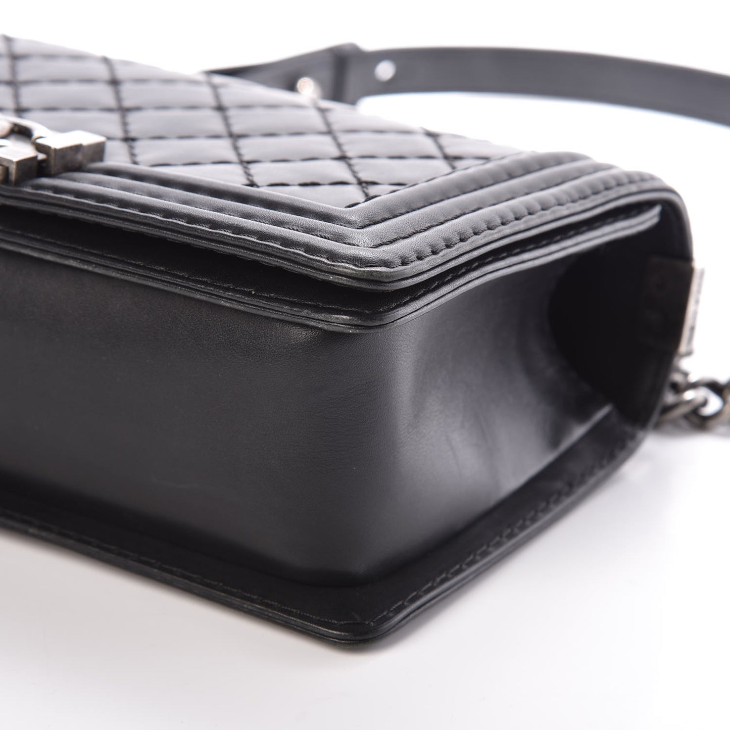 Calfskin Double Stitch Medium Boy Flap Black