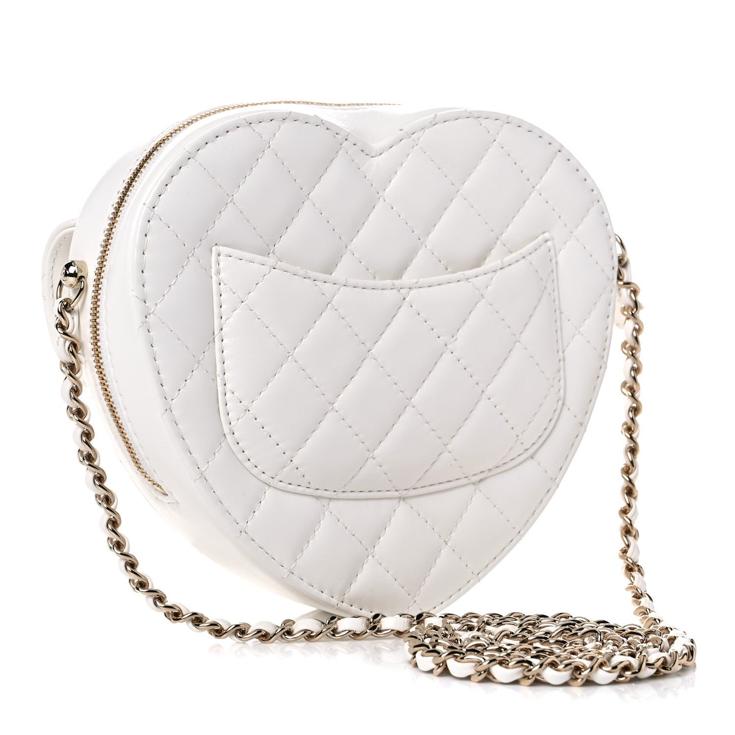 Lambskin Quilted CC In Love Heart Bag White