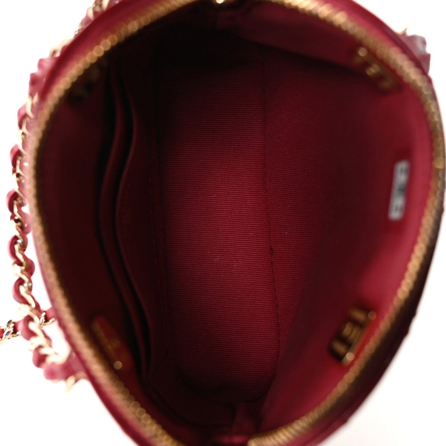 Patent Calfskin Quilted Shiny Coco Clutch With Chain Red