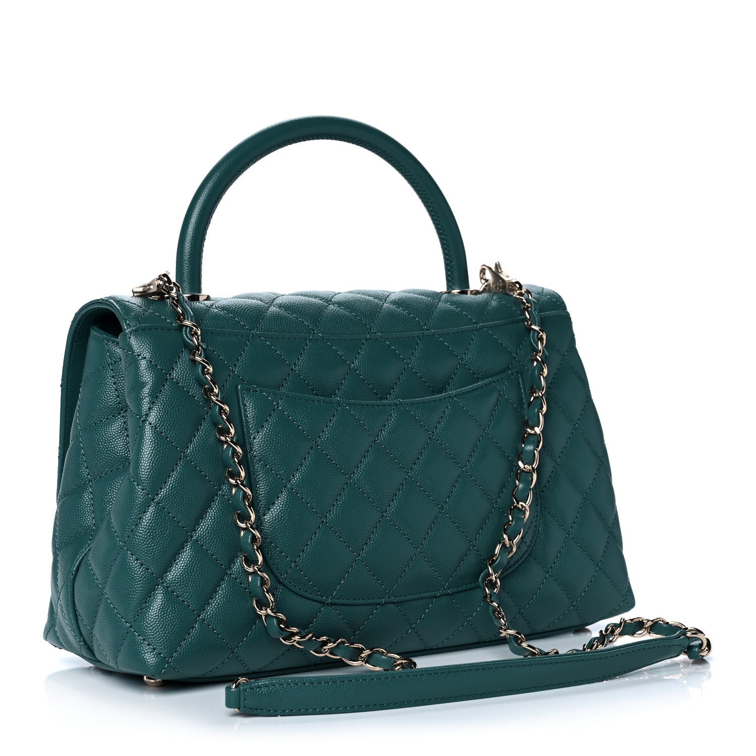Chanel Caviar Quilted Small Coco Handle Flap Green 3 of 11