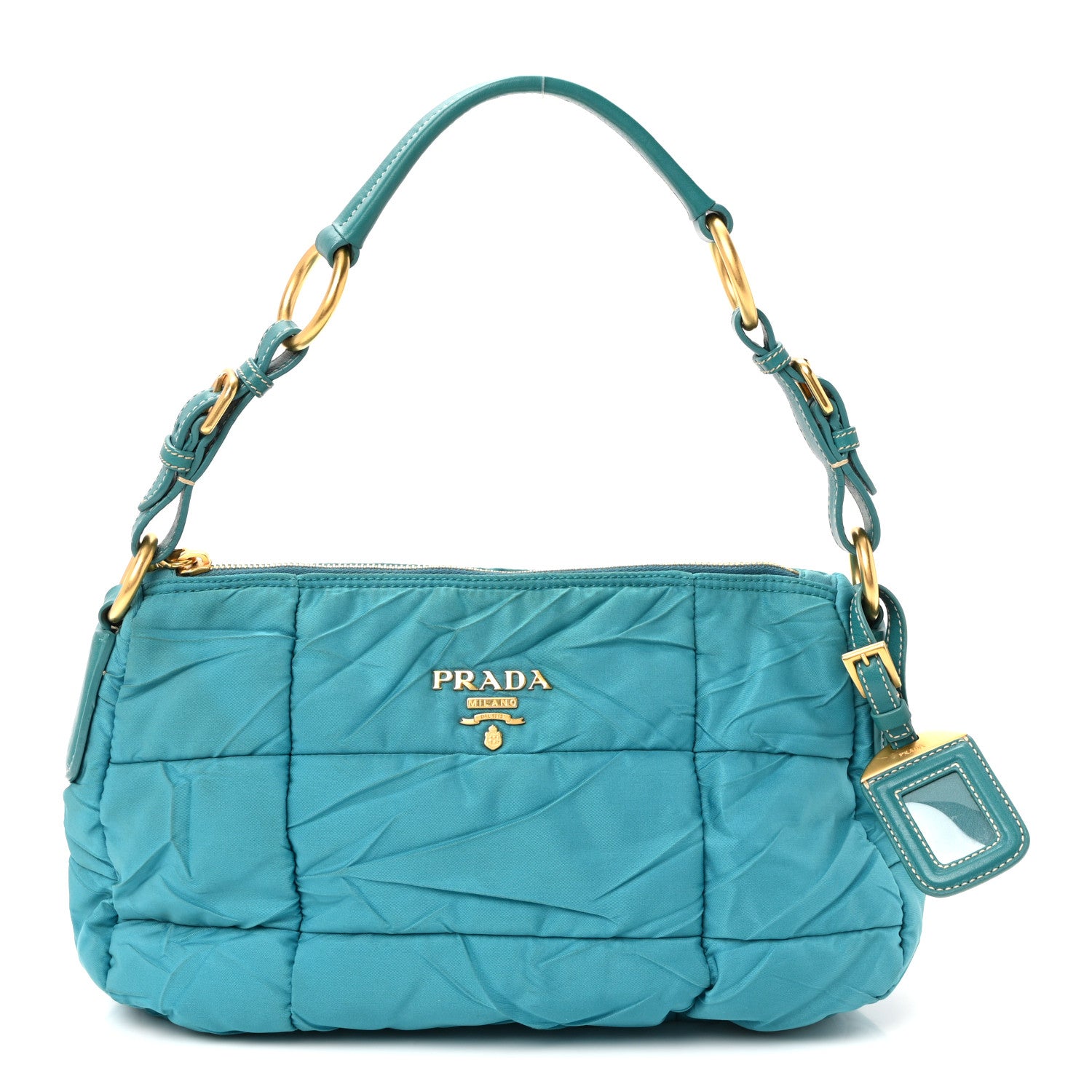 Prada Tessuto Nylon Chevron Quilted Shoulder Bag Turchese 1 of 9