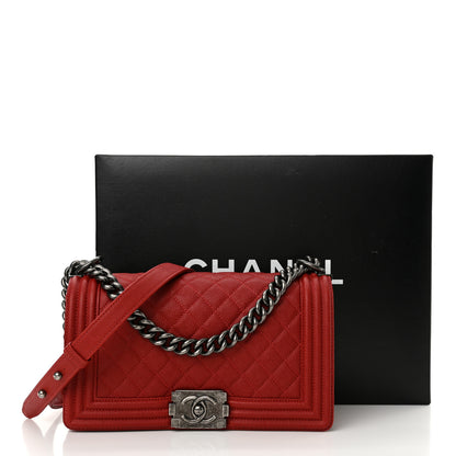 Chanel Caviar Quilted Medium Boy Flap Red 11 of 11