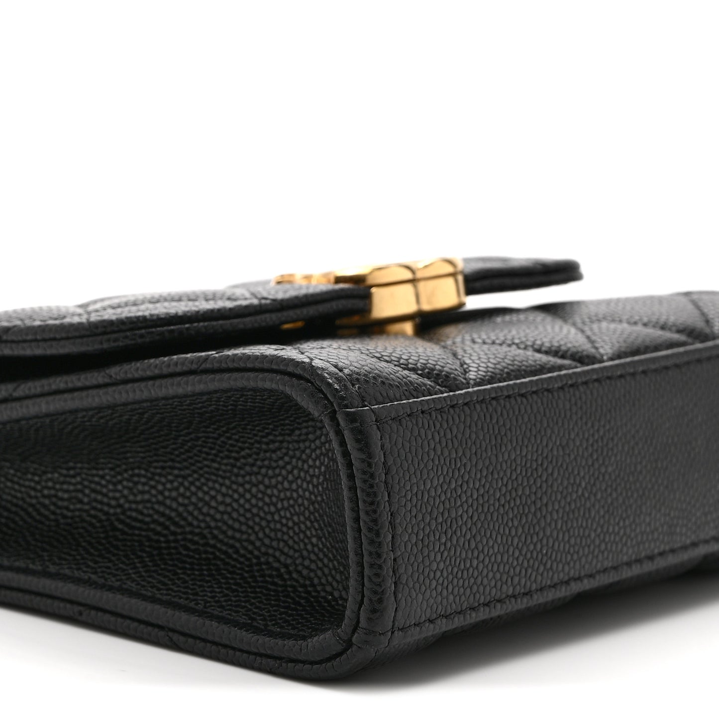 Caviar Quilted Coco First Clutch With Chain Black