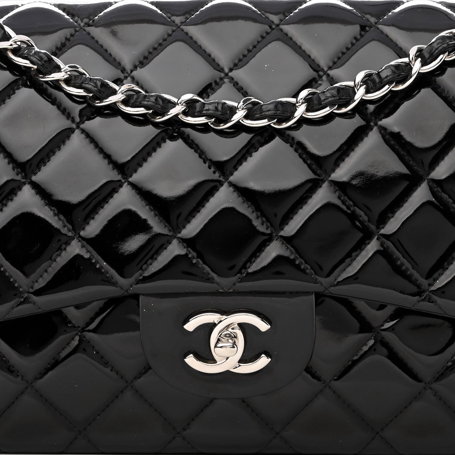 Chanel Patent Quilted Jumbo Double Flap Black 8 of 14