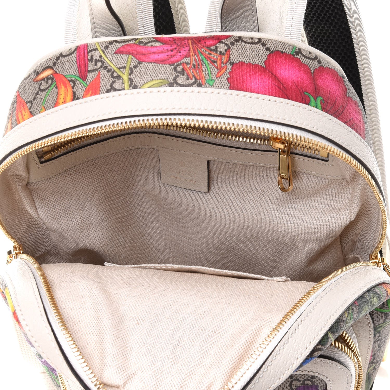 Gucci GG Supreme Monogram Flora Web Small Ophidia Day Backpack White 5 of 11