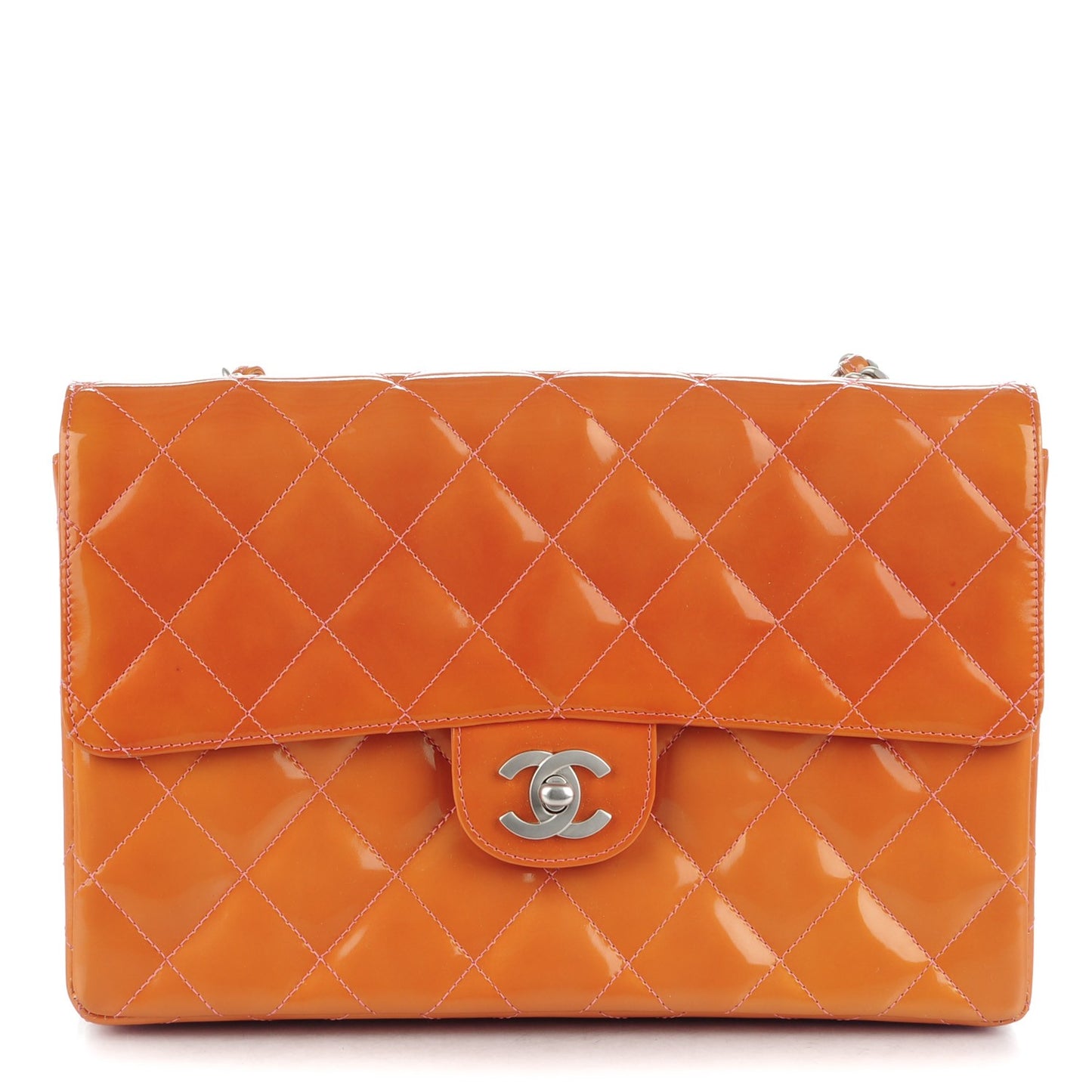 Patent Quilted Medium Single Flap