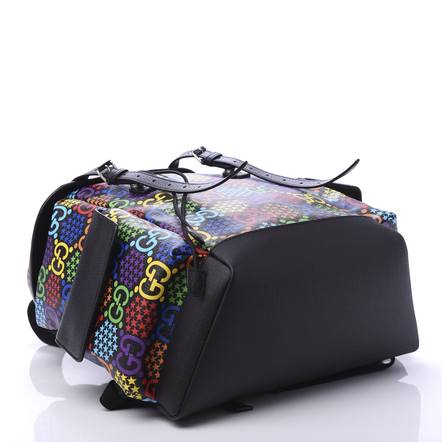 Gucci GG Supreme Monogram Psychedelic Medium Double Buckle Backpack Black Multicolor 3 of 8