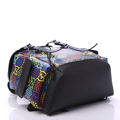 Gucci GG Supreme Monogram Psychedelic Medium Double Buckle Backpack Black Multicolor 3 of 8