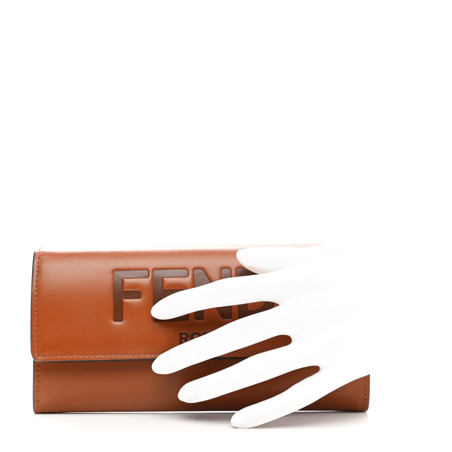 Fendi Vitello King Tamponato Logo Embossed Continental Wallet Cuoio 2 of 10