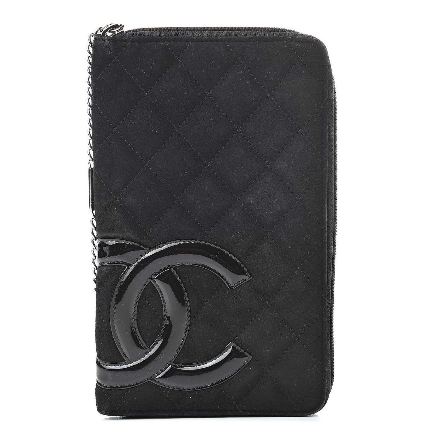 Suede Cambon Zip Around Organizer Wallet Black