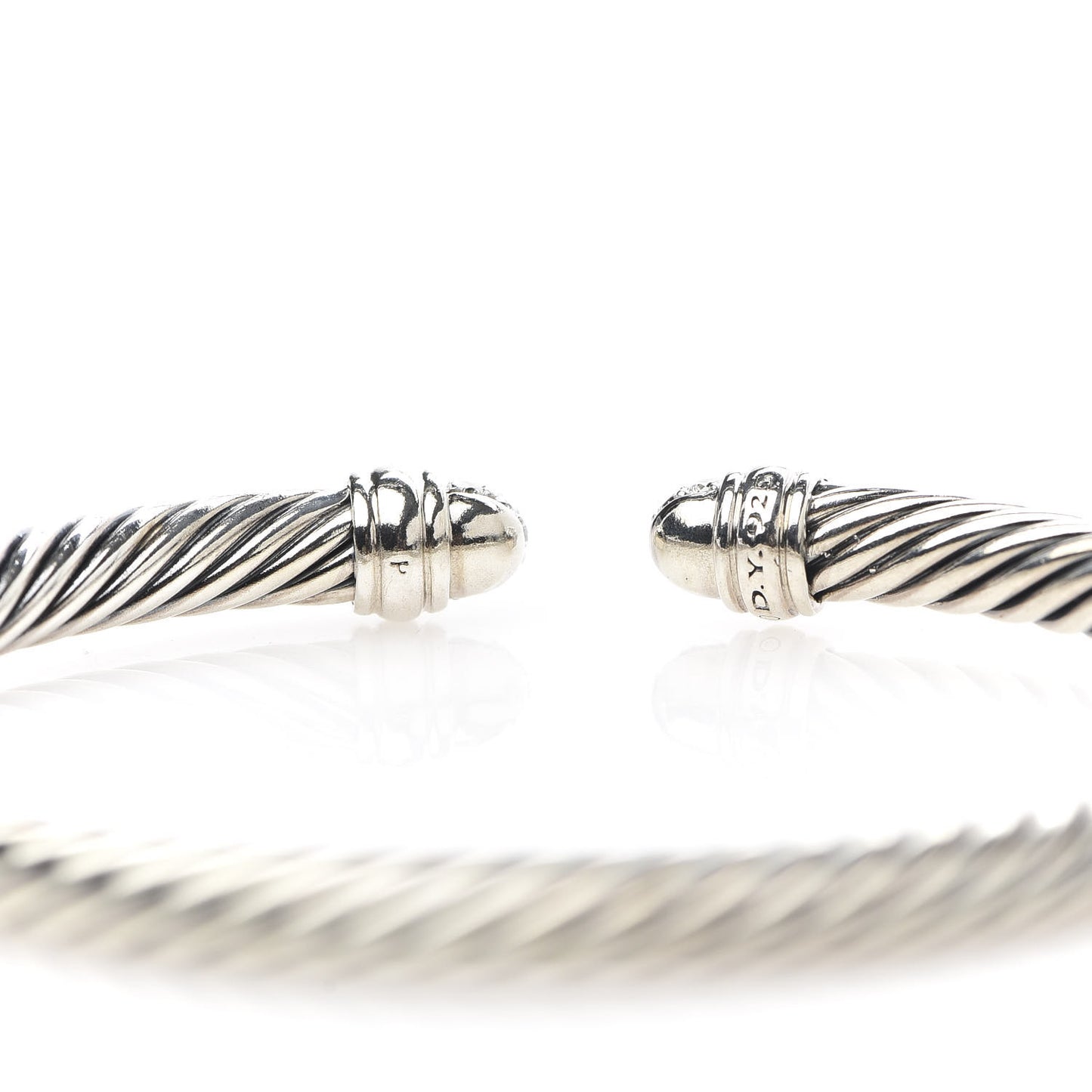 Sterling Silver Pave Diamond 5mm Cable Classics Bracelet