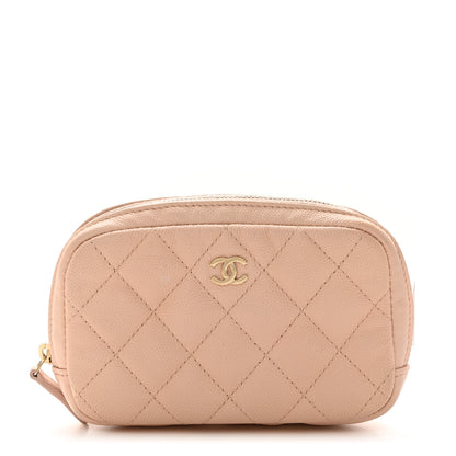 Chanel Caviar Quilted Small Curvy Pouch Cosmetic Case Light Beige 1 of 9