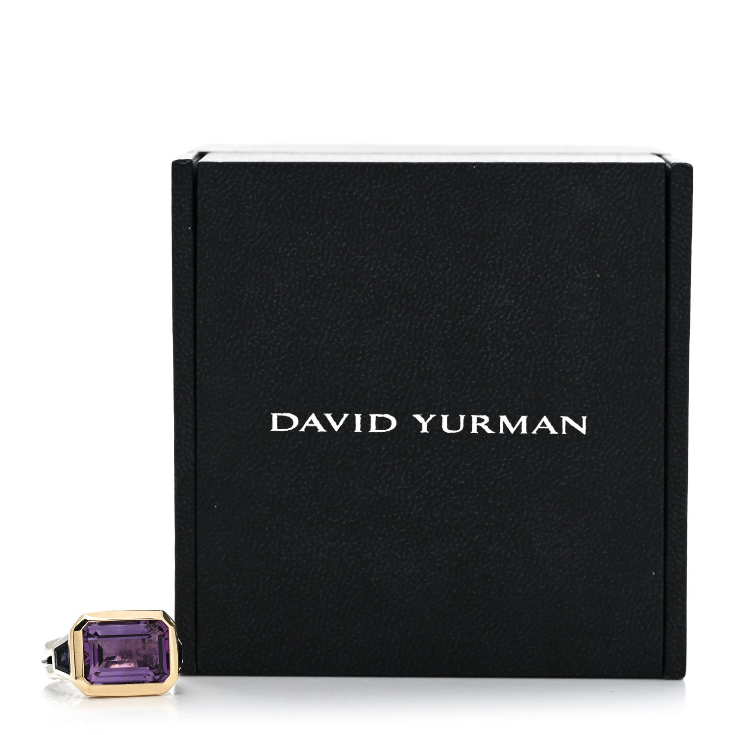 David Yurman Sterling Silver 18K Yellow Gold Amethyst Iolite Three Stone Novella Ring 52 6 6 of 6