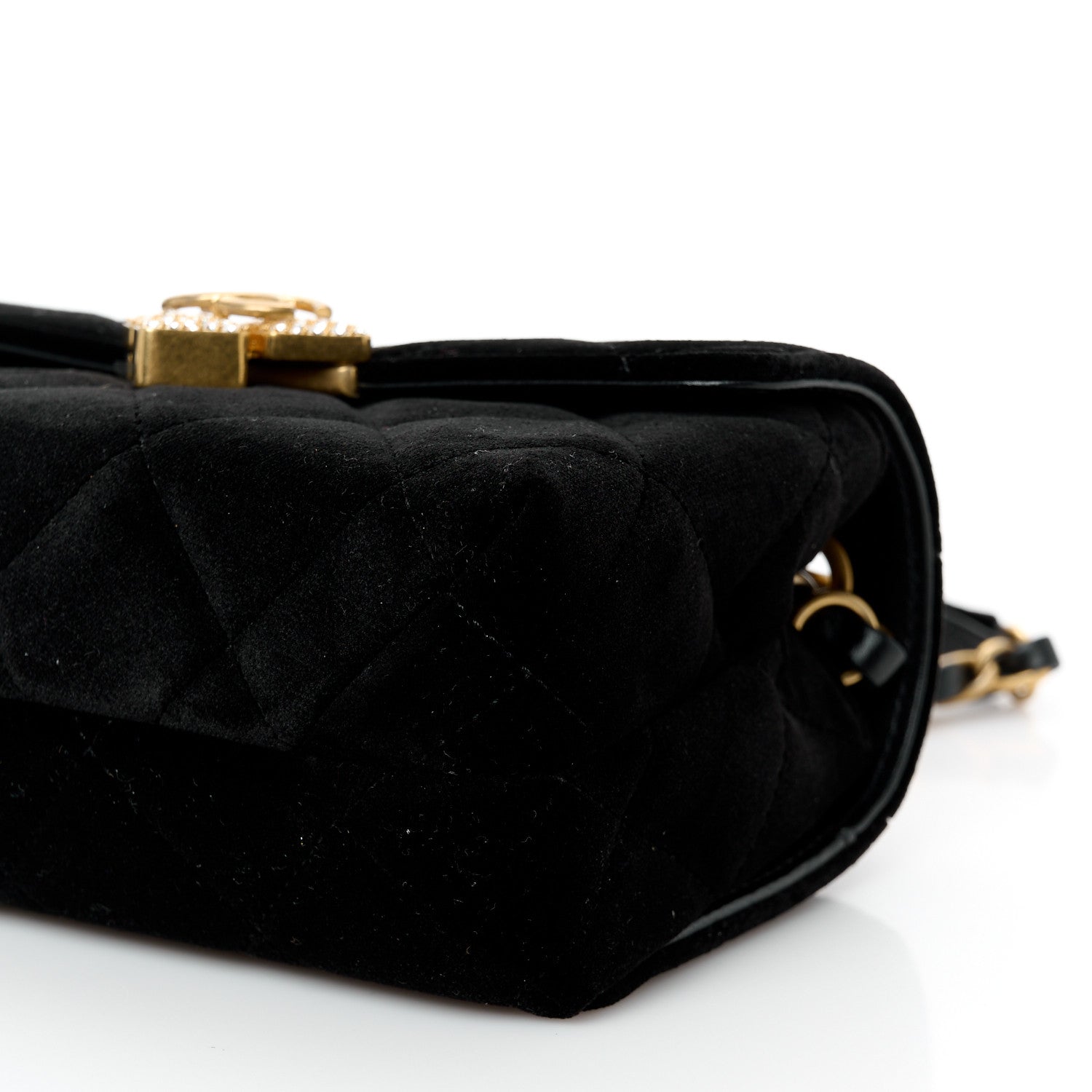 Chanel Velvet Strass Diamond Lock Flap Black 9 of 9
