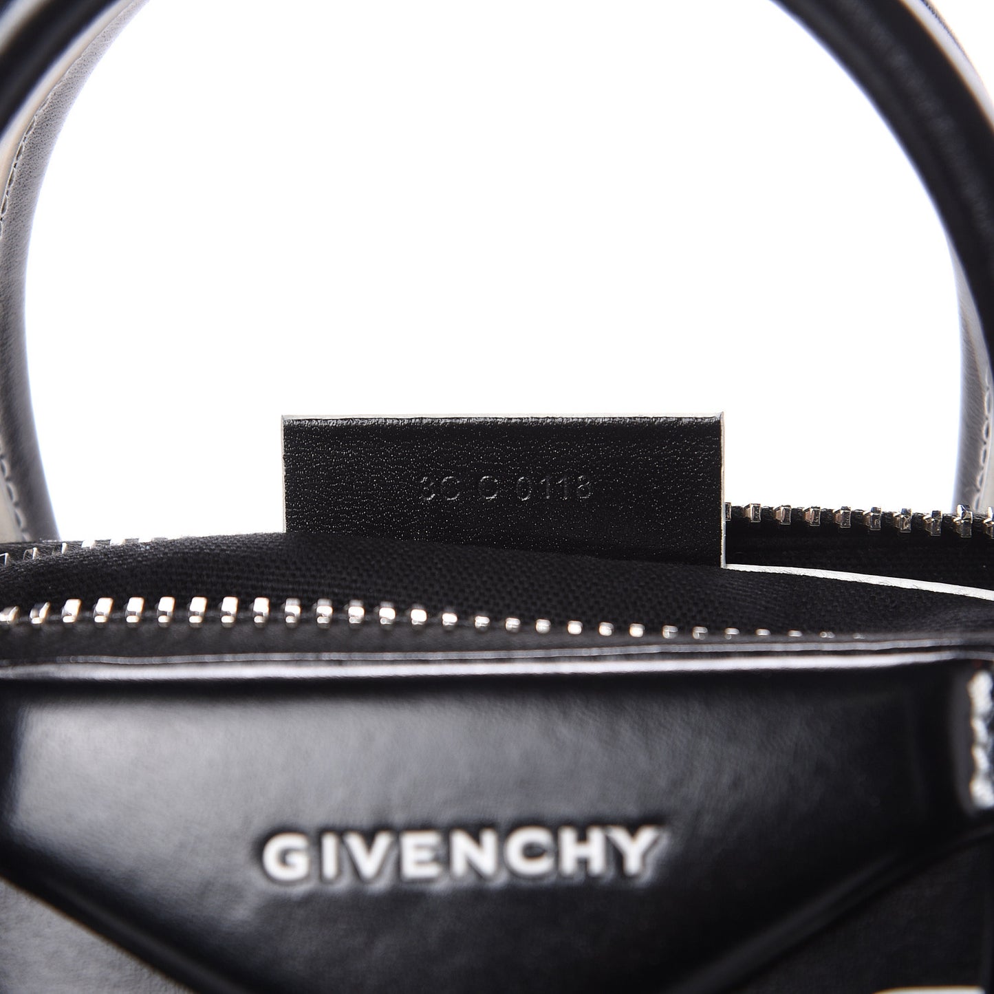 Calfskin Contrast Topstitch Small Antigona Black White
