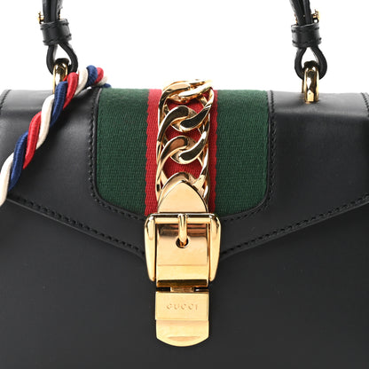 Gucci Calfskin Mini Sylvie Top Handle Bag Black 7 of 9