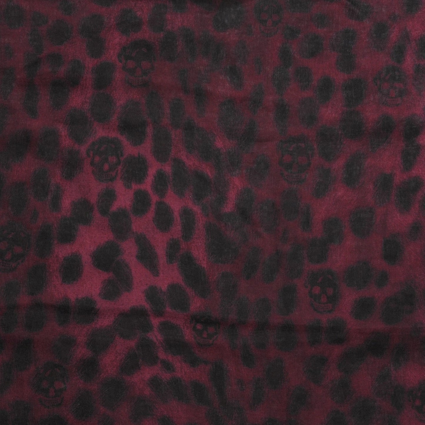 Silk Chiffon Leopard Skull Scarf Burgundy