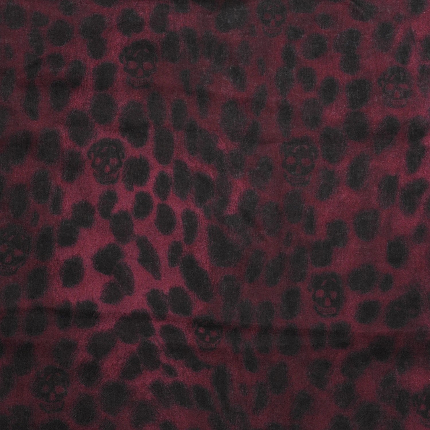 Alexander McQueen Silk Chiffon Leopard Skull Scarf Burgundy 3 of 5