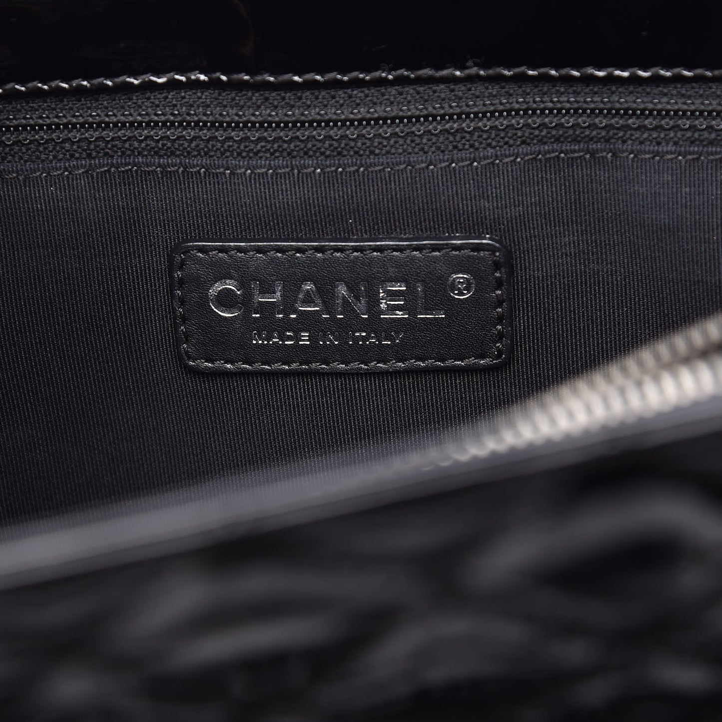 Patent Quilted Grand Shopping Tote GST Black