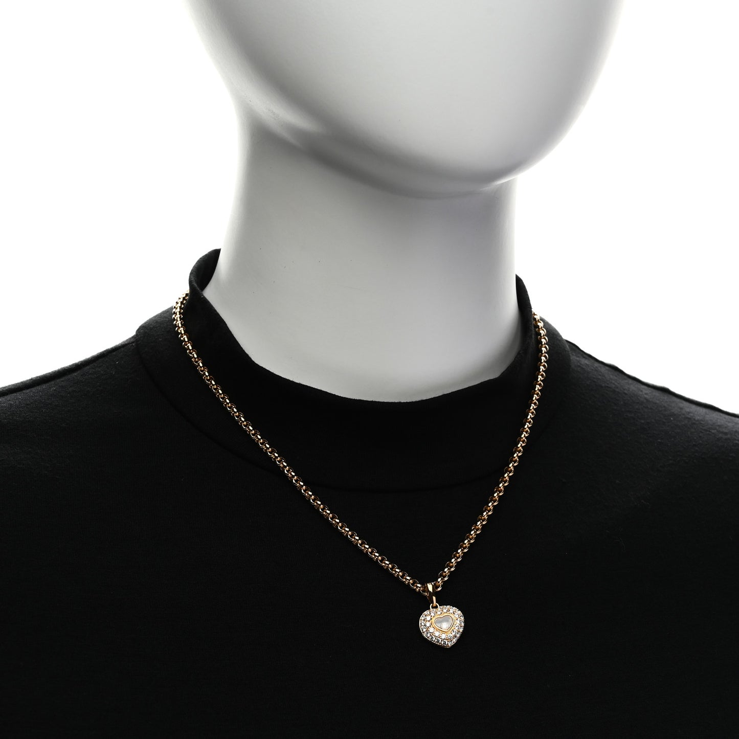 18K Yellow Gold Diamond Happy Hearts Pave Necklace