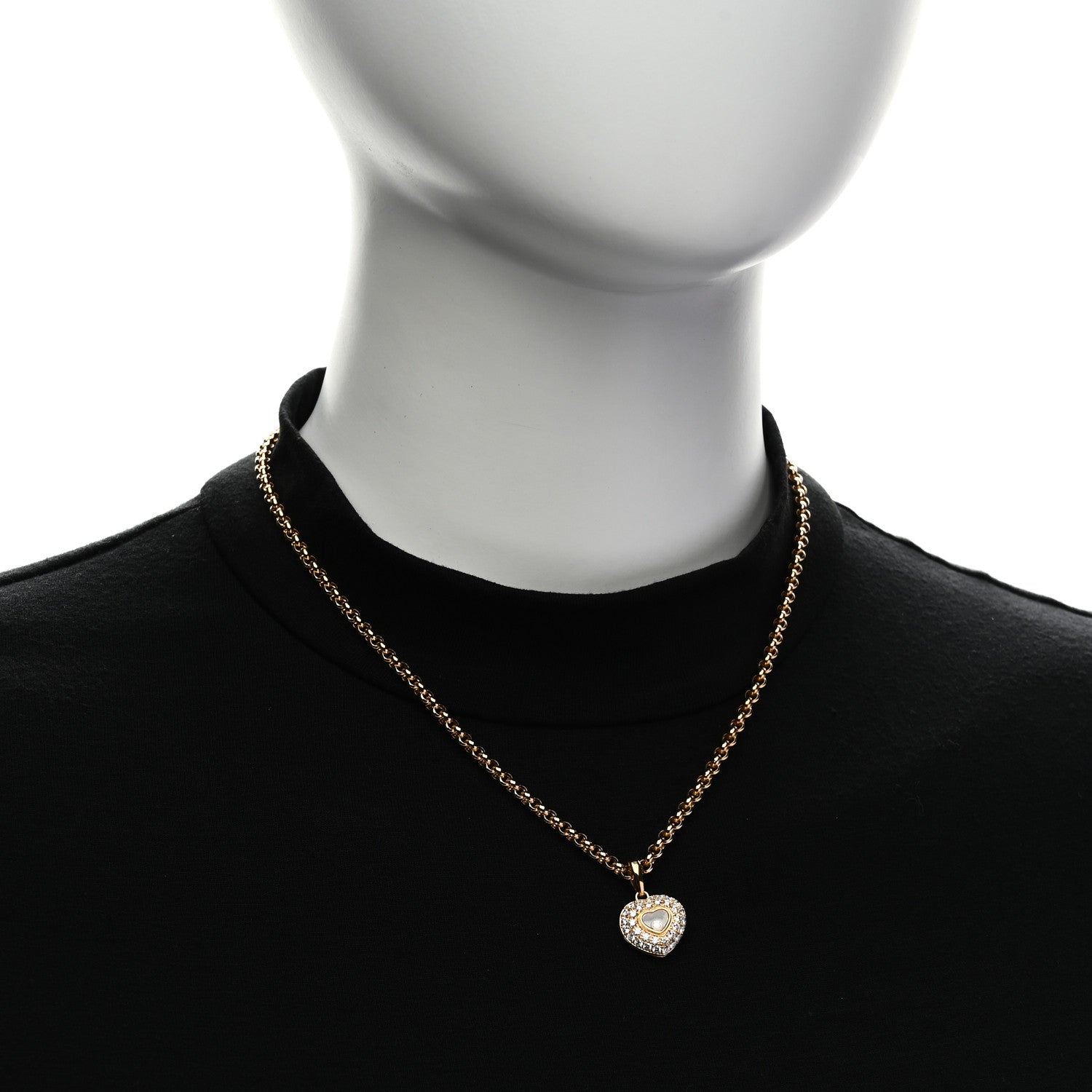 Chopard 18K Yellow Gold Diamond Happy Hearts Pave Necklace 2 of 5