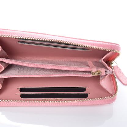 Chanel Caviar Chevron Quilted Small Zip Around Wallet Pink 5 of 10