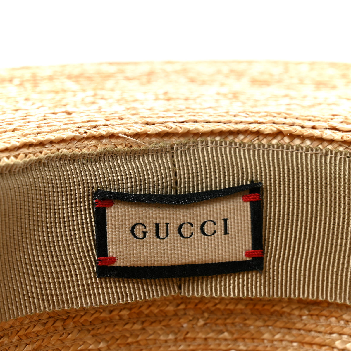 Gucci Glittered Straw Grosgrain Wide Brim Hat XL Gold Black 8 of 10