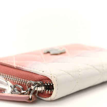 Chanel Ombre Patent Calfskin Quilted Small Zip Around Coin Purse Pink White 8 of 11