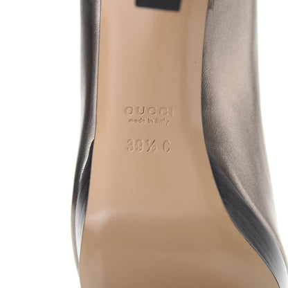 Gucci Metallic Nappa Hollywood Peep Toe Pumps 39.5 Sasso 7 of 12
