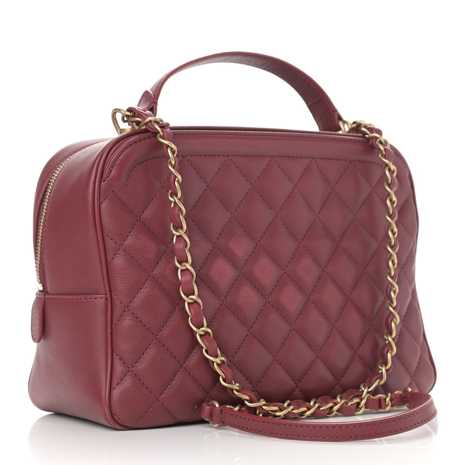 Chanel Calfskin Quilted CC Medium Vanity Case Dark Red 3 of 14