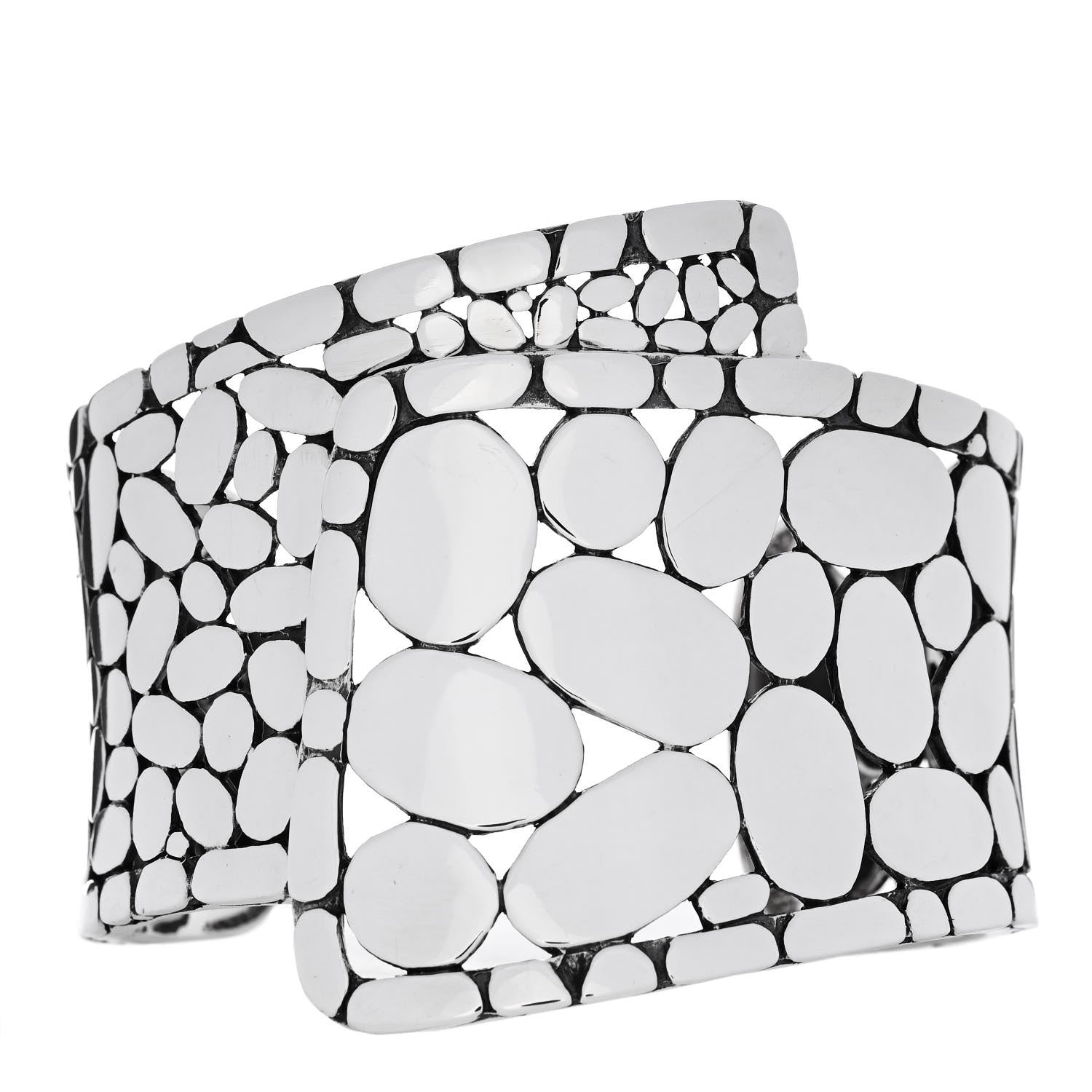 John Hardy Sterling Silver Kali Pebble Overlap Cuff Bracelet 1 of 3