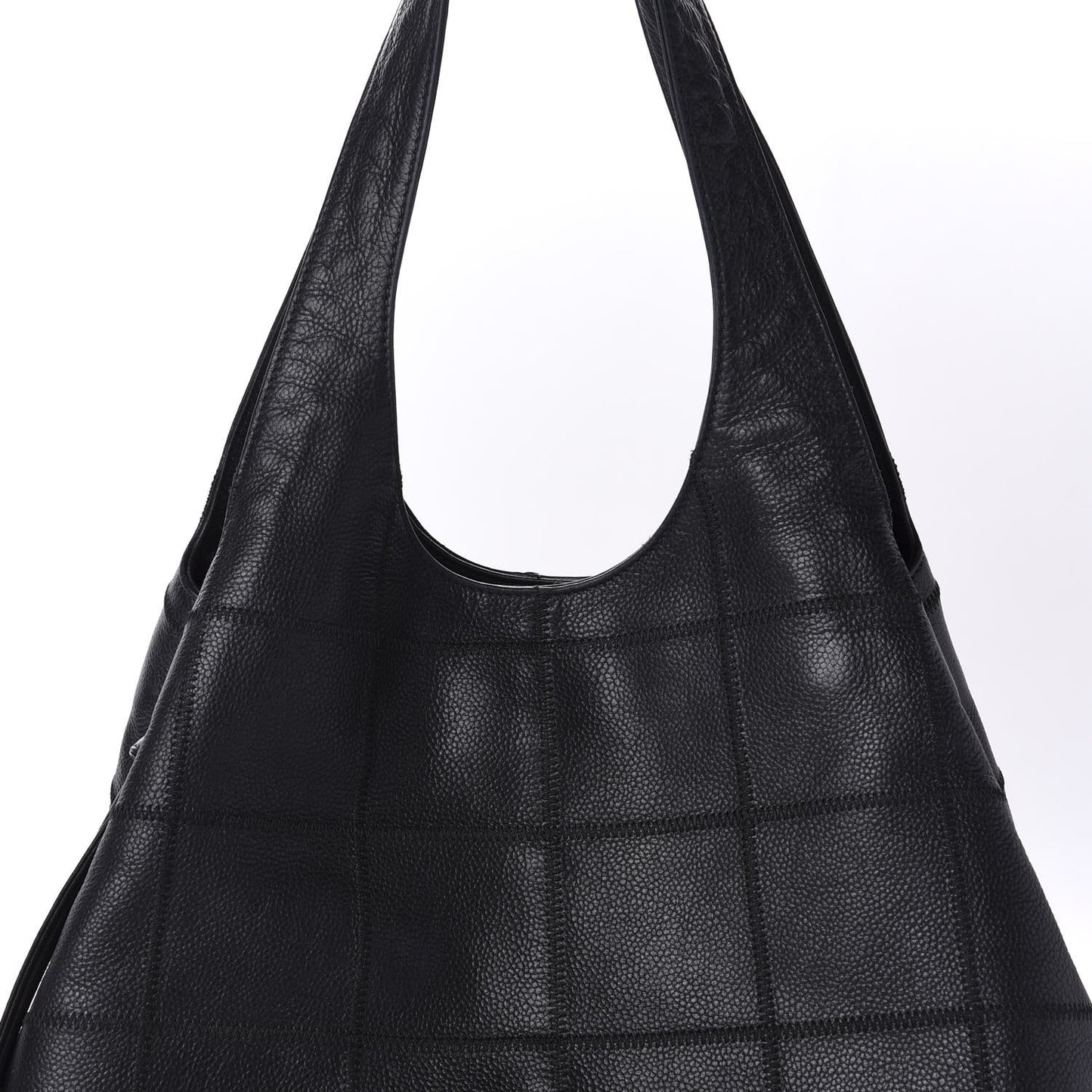 Calfskin Square Stitched Tassel Bag Black