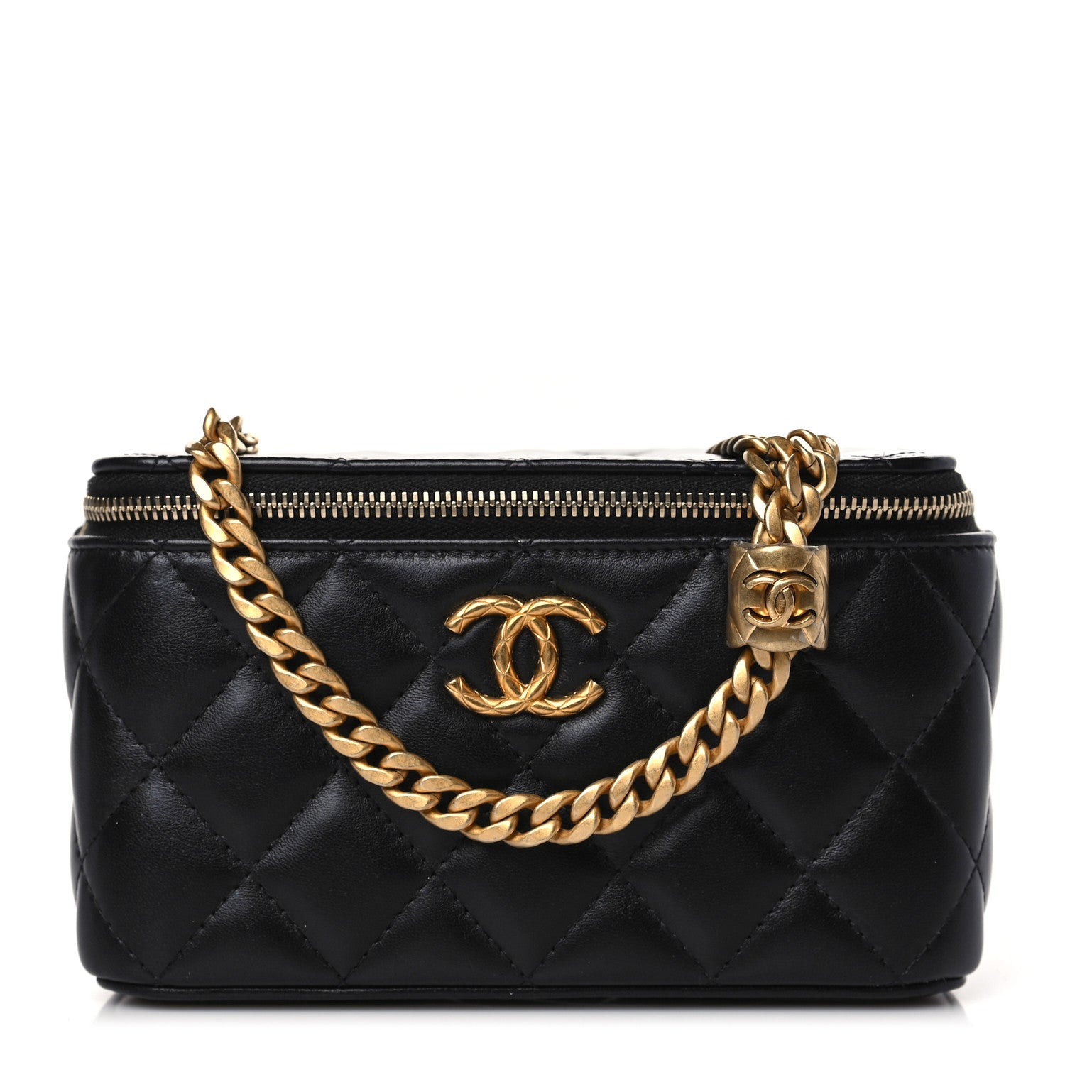 Chanel Lambskin Quilted Small Pillow Crush Vanity Case With Chain Black 1 of 9