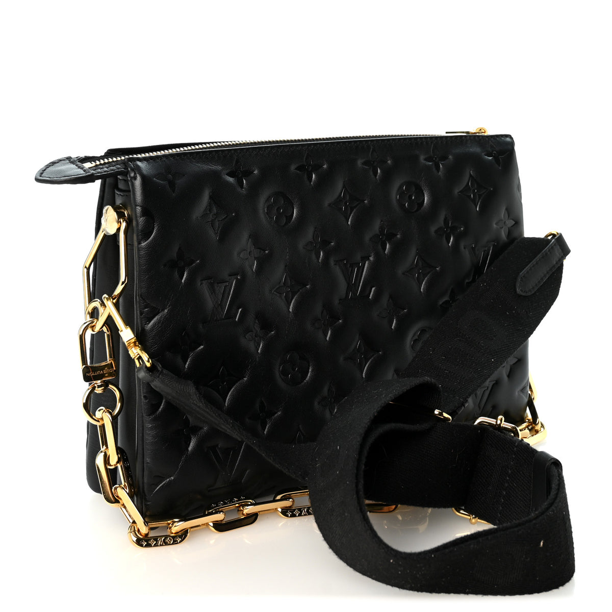 Louis Vuitton Lambskin Embossed Monogram Coussin PM Black 3 of 11