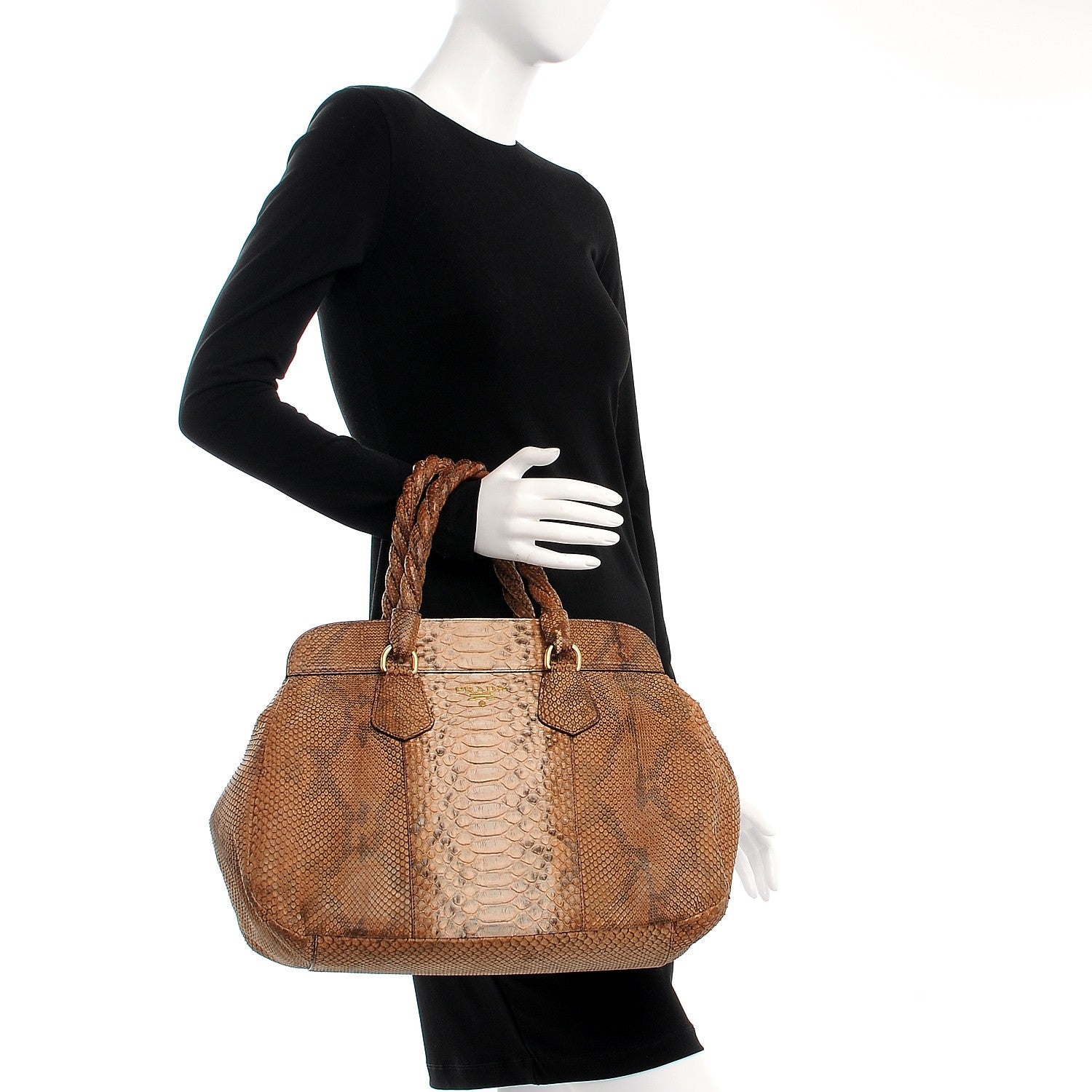 Prada Python Top Handle Frame Bag Naturale 2 of 8