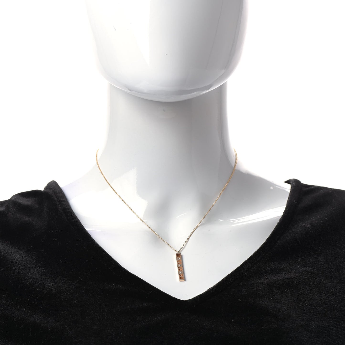 18K Rose Gold Diamond Atlas Bar Pendant Necklace