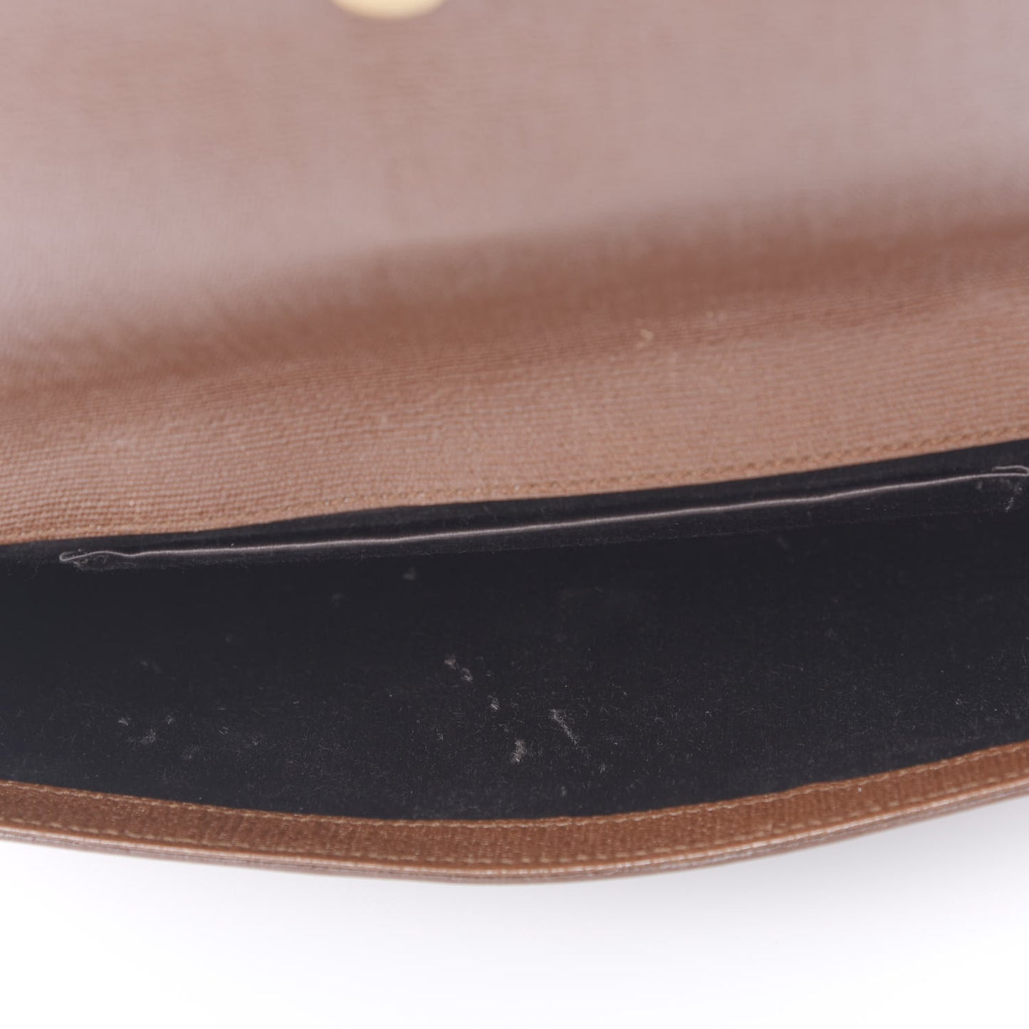 Textured Calfskin Y Ligne Clutch Brown
