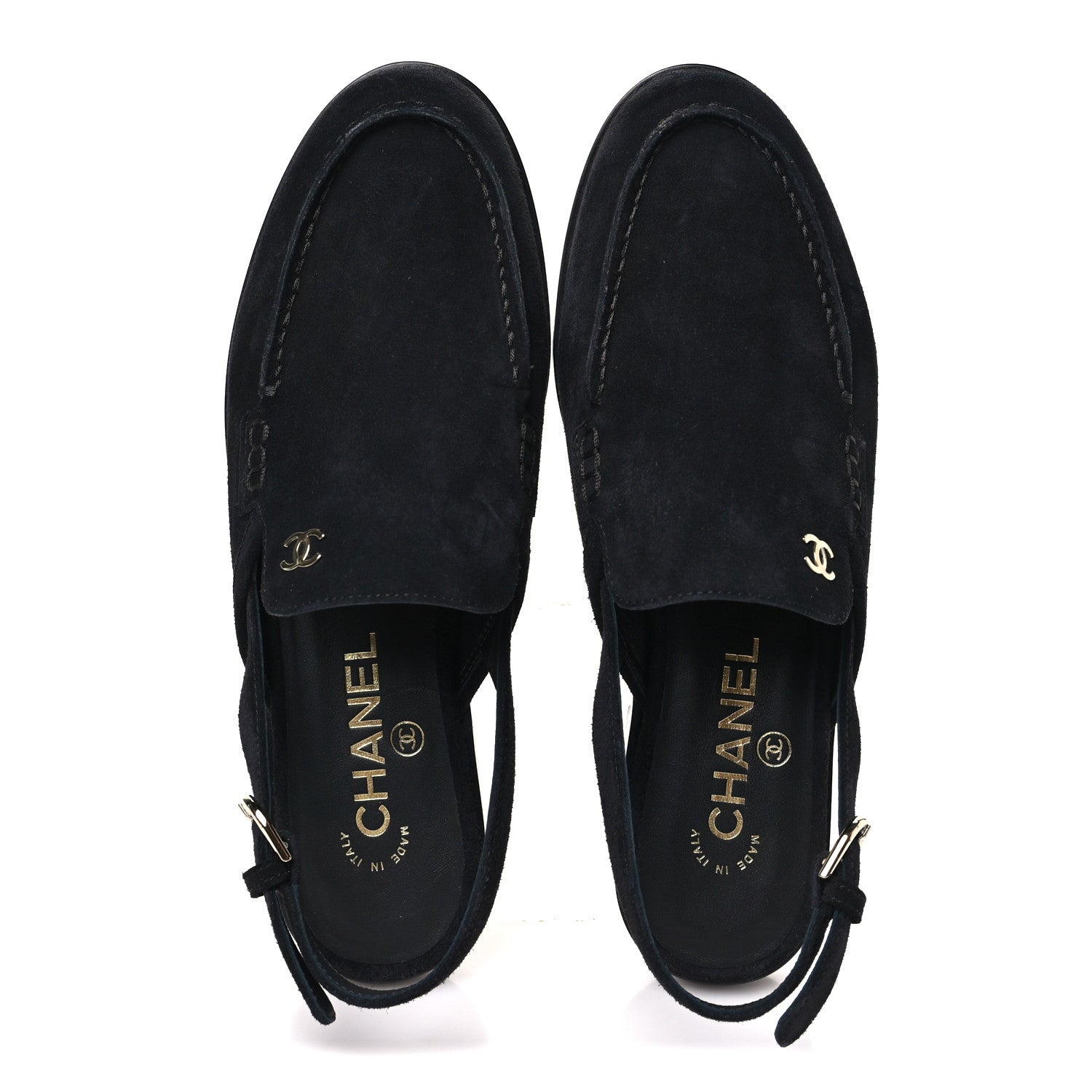 Chanel Suede Calfskin Slingback Loafers 38 Black 2 of 10