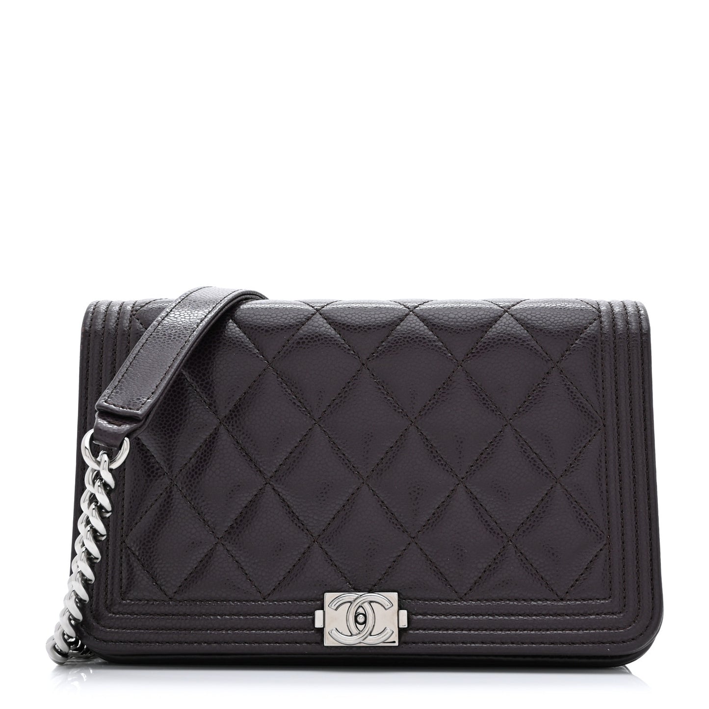Caviar Quilted Boy Wallet On Chain WOC Dark Purple