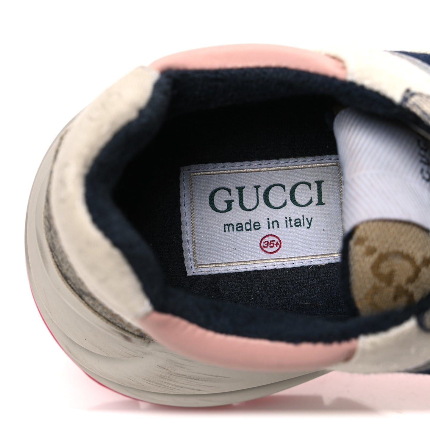 GG Supreme Monogram Mix Monogram Womens Rhyton Sneakers 35.5 London Blue Beige Pale Pink