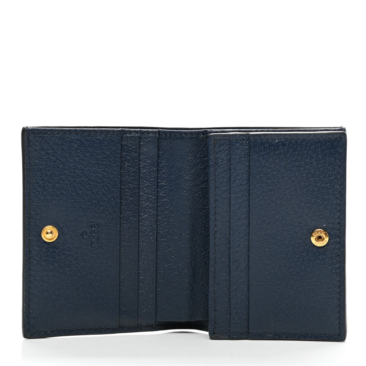 Textured Calfskin Web Ophidia Card Case Blue Agata