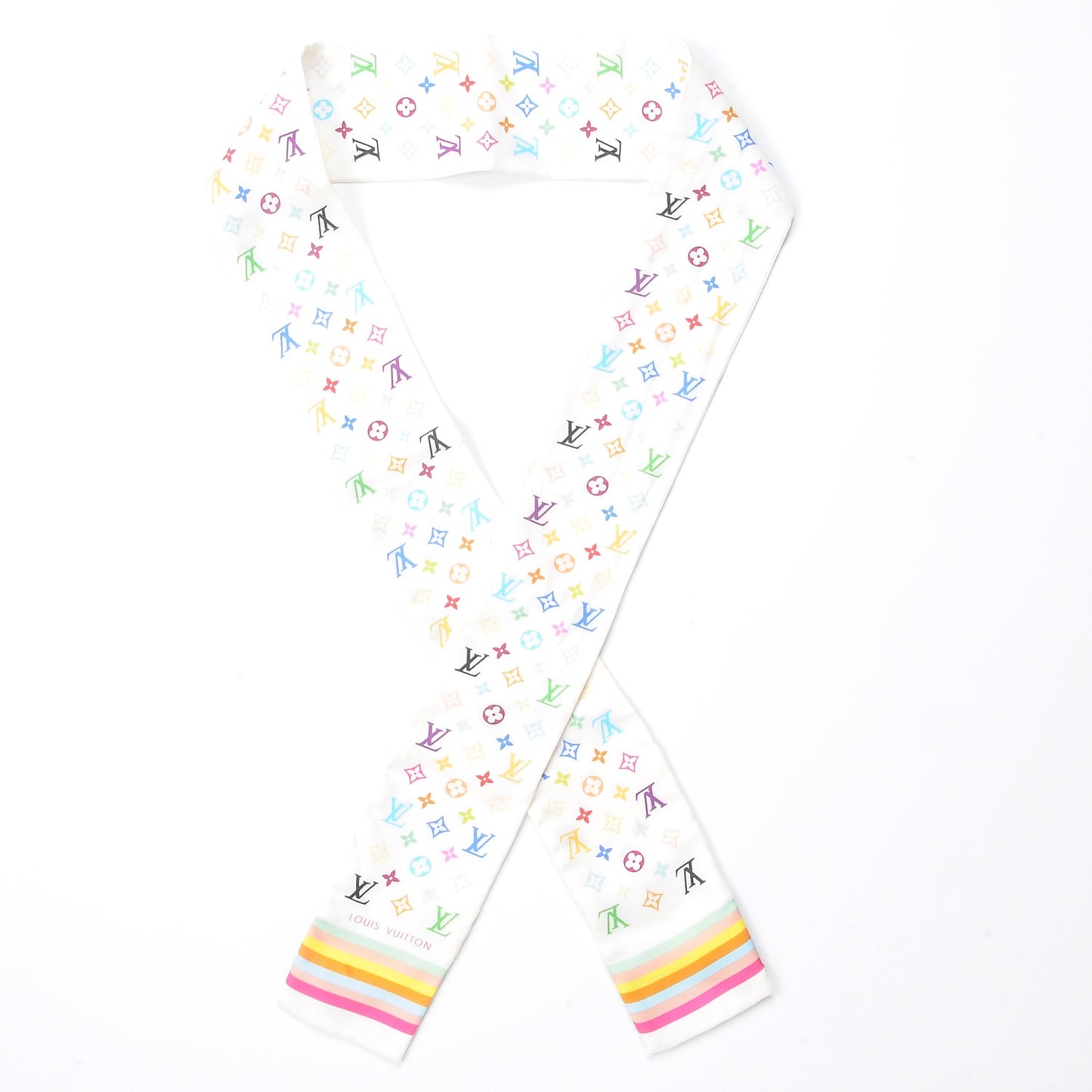 Silk Monogram Multicolor Bandeau White