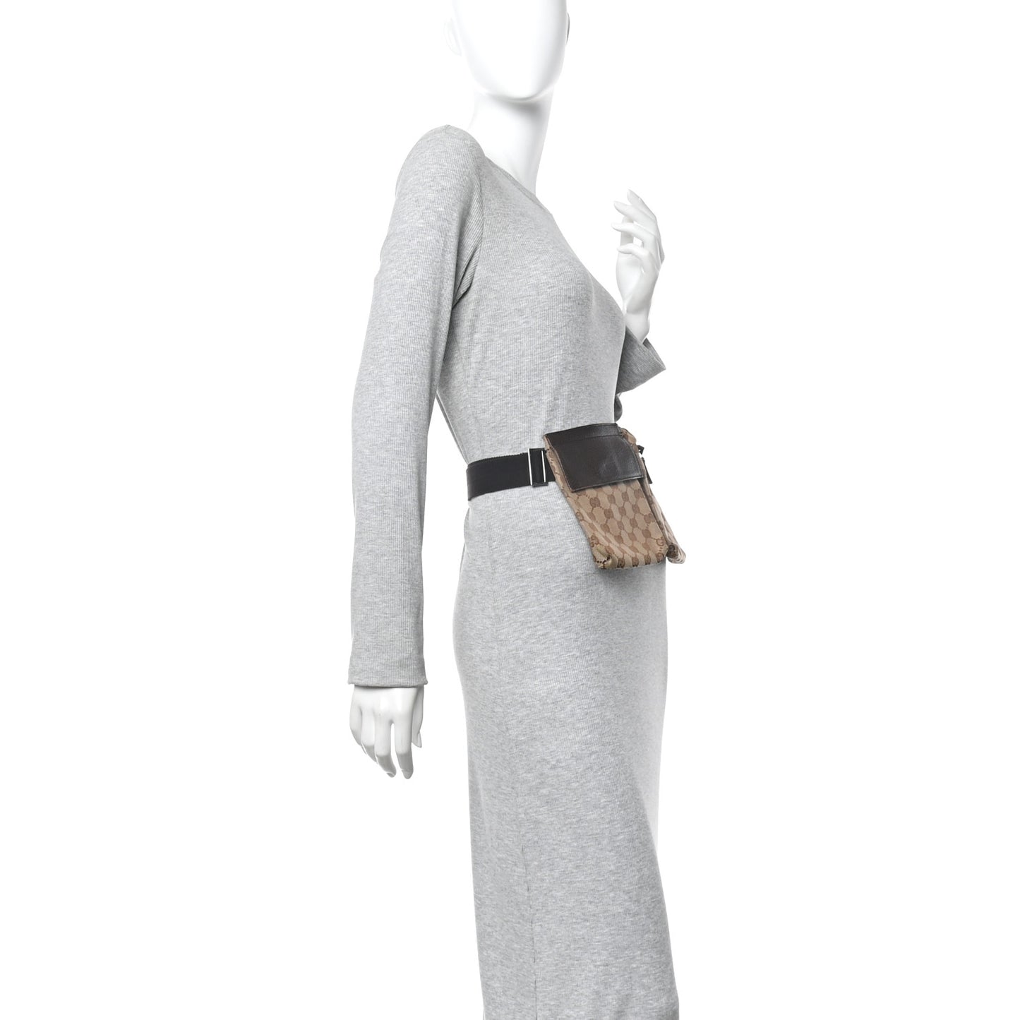 GG Monogram Double Pocket Belt Bag Dark Brown