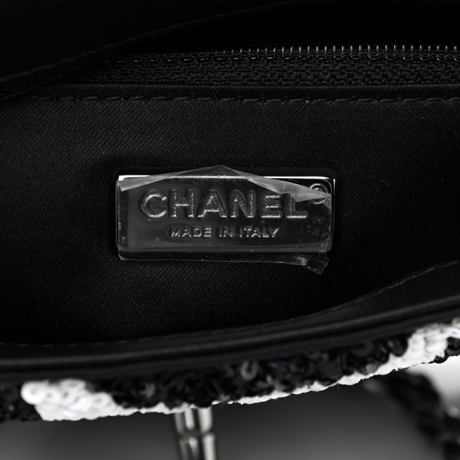 Chanel Sequin Mini Rectangular Flap Black White 6 of 9